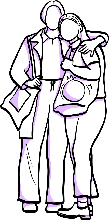 Illustration of two people standing, exhibiting behavior